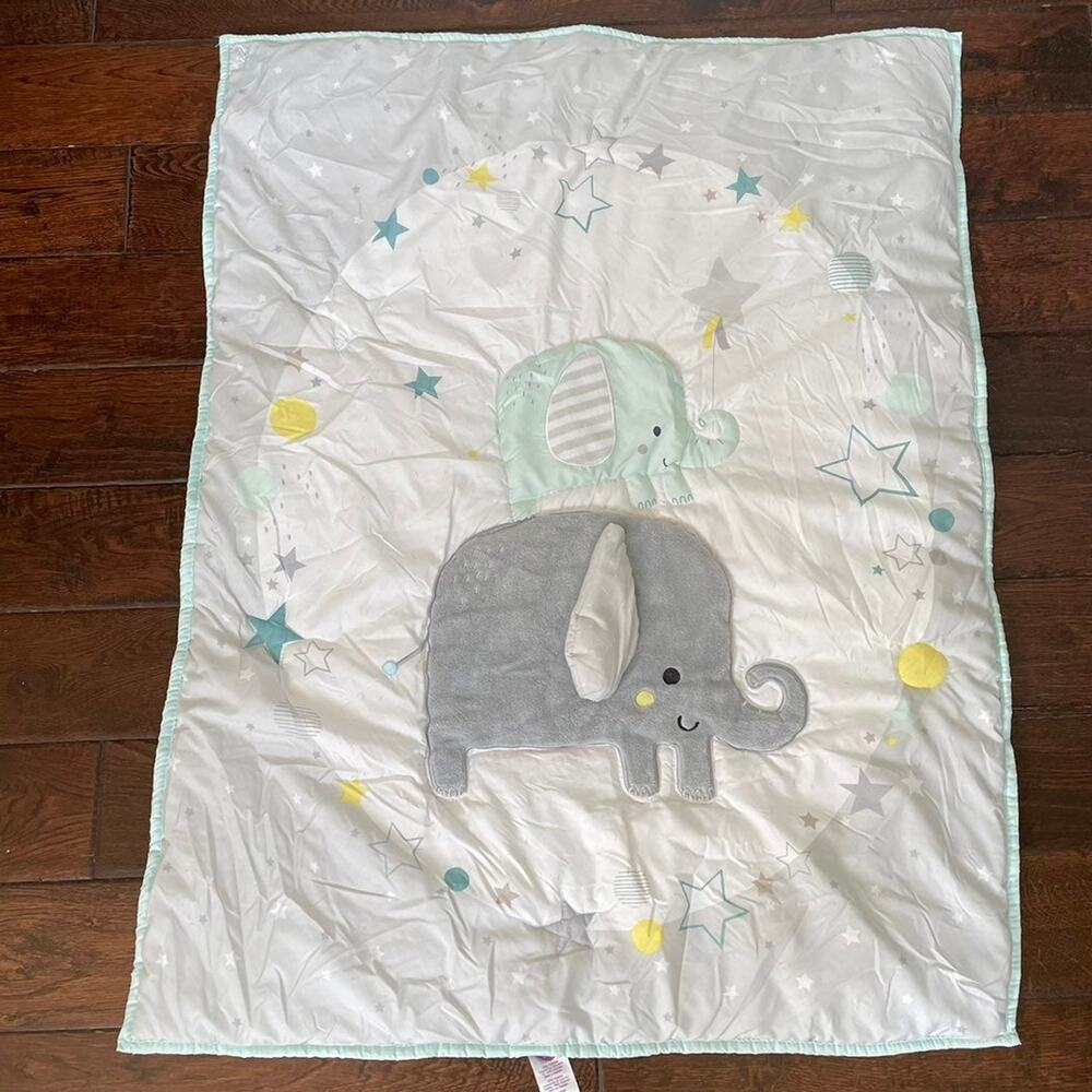 Parent's Choice Elephant Baby Comforter Blanket Gray Unisex Lovey Reversible